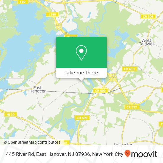 Mapa de 445 River Rd, East Hanover, NJ 07936