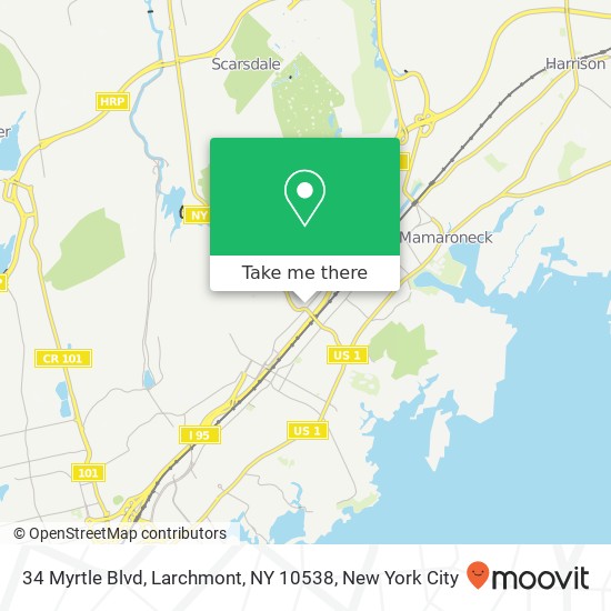 Mapa de 34 Myrtle Blvd, Larchmont, NY 10538