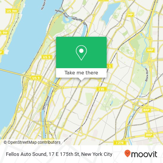 Fellos Auto Sound, 17 E 175th St map