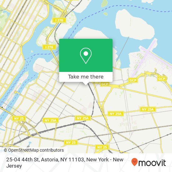 Mapa de 25-04 44th St, Astoria, NY 11103