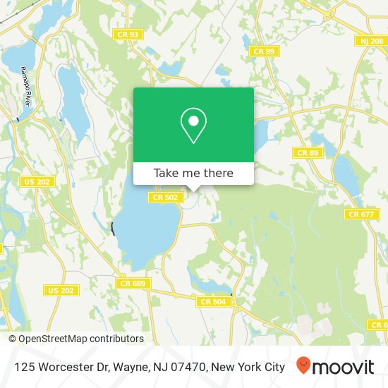 Mapa de 125 Worcester Dr, Wayne, NJ 07470