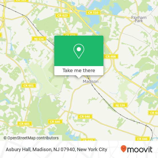 Mapa de Asbury Hall, Madison, NJ 07940