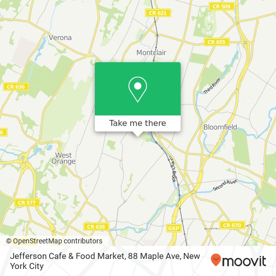 Mapa de Jefferson Cafe & Food Market, 88 Maple Ave