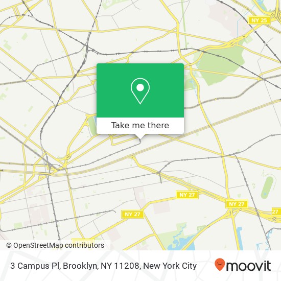 Mapa de 3 Campus Pl, Brooklyn, NY 11208