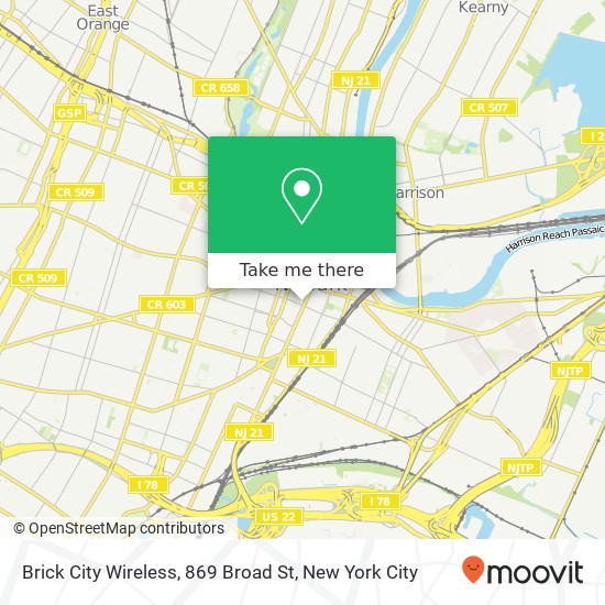 Mapa de Brick City Wireless, 869 Broad St