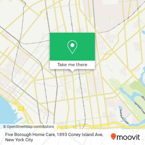 Mapa de Five Borough Home Care, 1893 Coney Island Ave