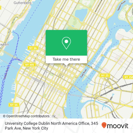 Mapa de University College Dublin North America Office, 345 Park Ave