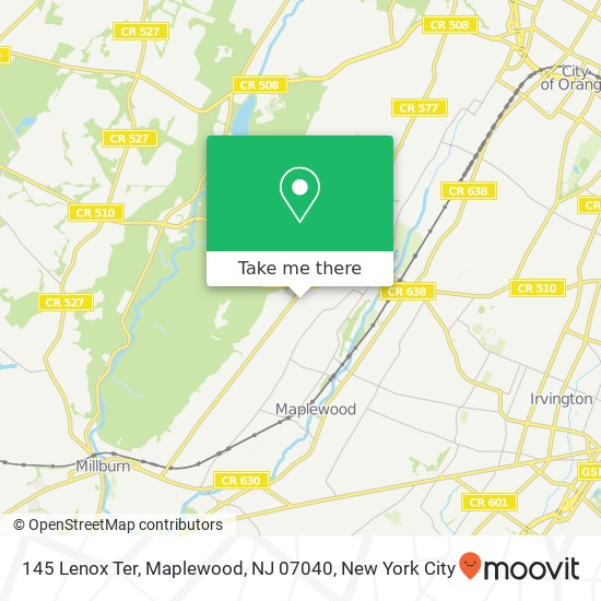 Mapa de 145 Lenox Ter, Maplewood, NJ 07040