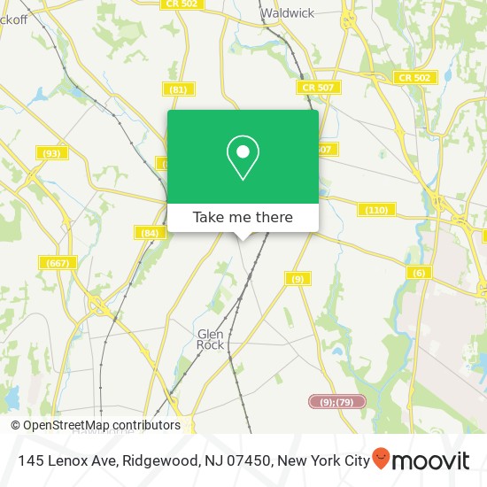 Mapa de 145 Lenox Ave, Ridgewood, NJ 07450