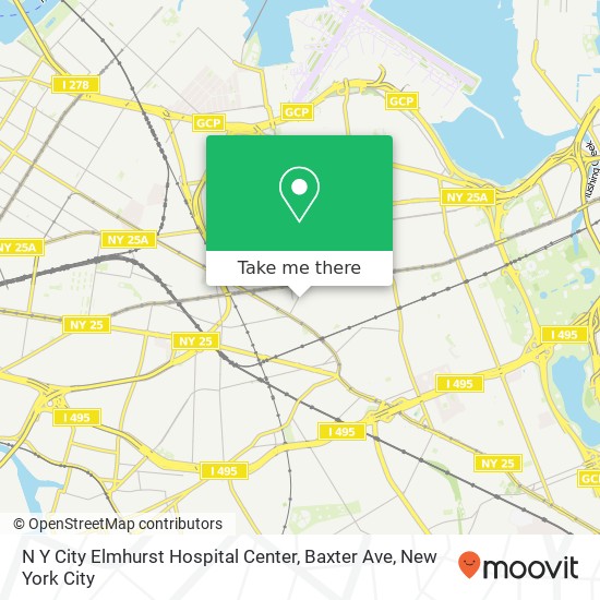 N Y City Elmhurst Hospital Center, Baxter Ave map