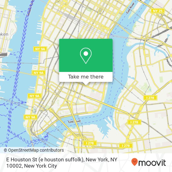 Mapa de E Houston St (e houston suffolk), New York, NY 10002