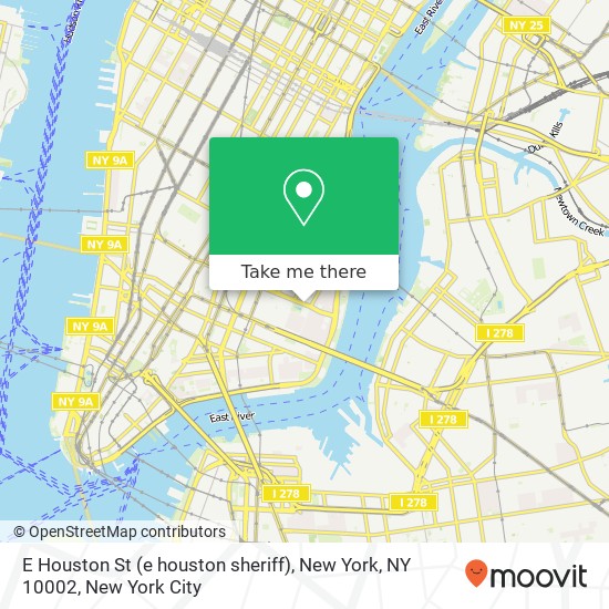 Mapa de E Houston St (e houston sheriff), New York, NY 10002