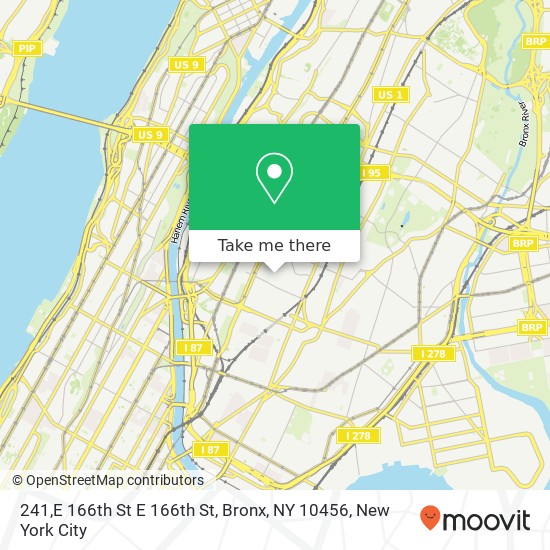 Mapa de 241,E 166th St E 166th St, Bronx, NY 10456
