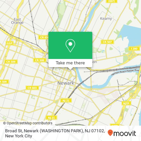 Mapa de Broad St, Newark (WASHINGTON PARK), NJ 07102