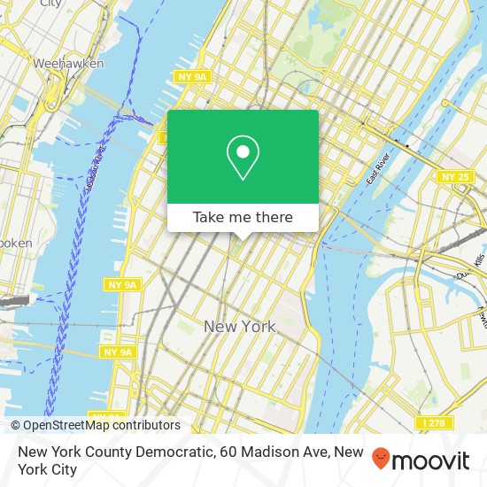New York County Democratic, 60 Madison Ave map