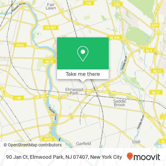 Mapa de 90 Jan Ct, Elmwood Park, NJ 07407