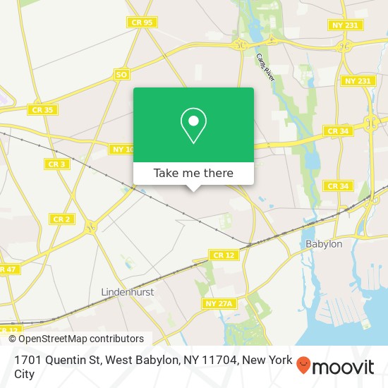 Mapa de 1701 Quentin St, West Babylon, NY 11704