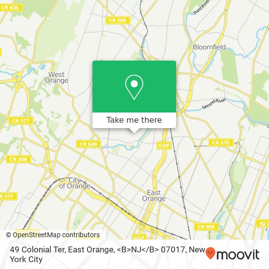 Mapa de 49 Colonial Ter, East Orange, <B>NJ< / B> 07017