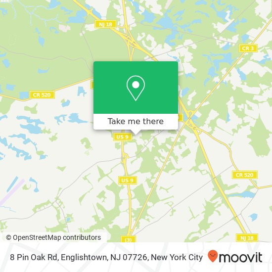 Mapa de 8 Pin Oak Rd, Englishtown, NJ 07726