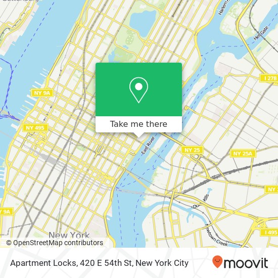 Apartment Locks, 420 E 54th St map