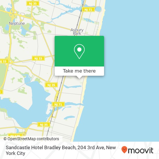 Mapa de Sandcastle Hotel Bradley Beach, 204 3rd Ave