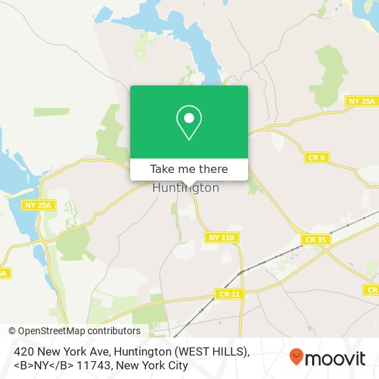 Mapa de 420 New York Ave, Huntington (WEST HILLS), <B>NY< / B> 11743