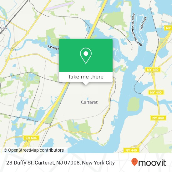 Mapa de 23 Duffy St, Carteret, NJ 07008