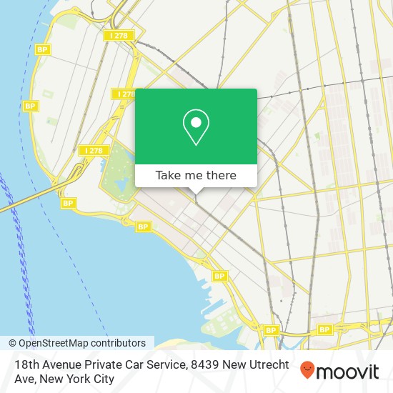 18th Avenue Private Car Service, 8439 New Utrecht Ave map