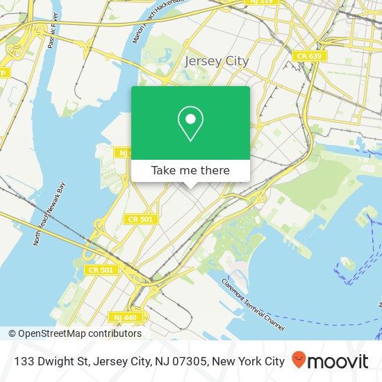 Mapa de 133 Dwight St, Jersey City, NJ 07305