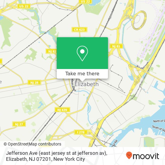 Mapa de Jefferson Ave (east jersey st at jefferson av), Elizabeth, NJ 07201