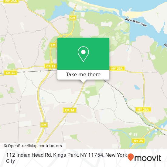 Mapa de 112 Indian Head Rd, Kings Park, NY 11754
