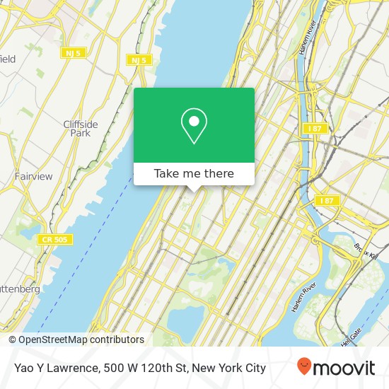 Yao Y Lawrence, 500 W 120th St map