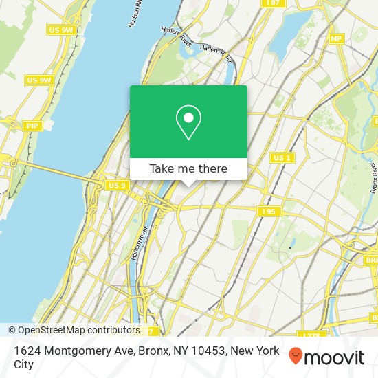 Mapa de 1624 Montgomery Ave, Bronx, NY 10453