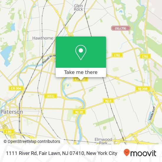 Mapa de 1111 River Rd, Fair Lawn, NJ 07410