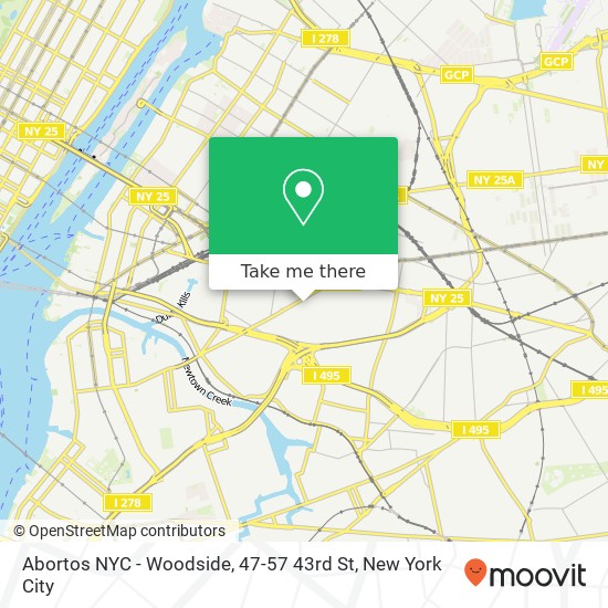 Abortos NYC - Woodside, 47-57 43rd St map