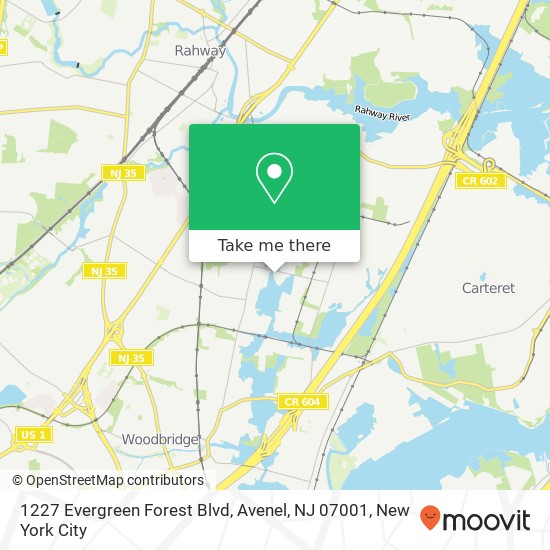 Mapa de 1227 Evergreen Forest Blvd, Avenel, NJ 07001