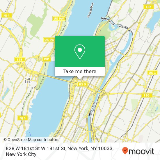 Mapa de 828,W 181st St W 181st St, New York, NY 10033