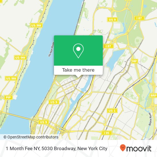 1 Month Fee NY, 5030 Broadway map