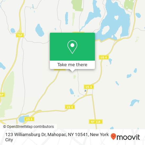 Mapa de 123 Williamsburg Dr, Mahopac, NY 10541