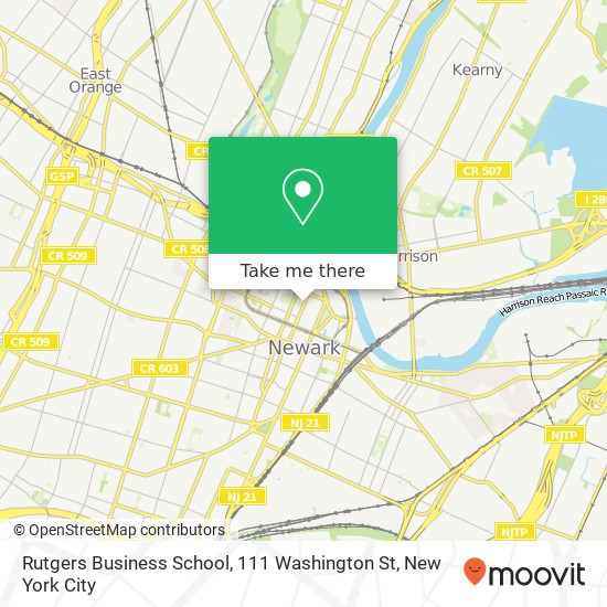 Mapa de Rutgers Business School, 111 Washington St