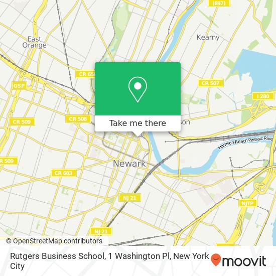 Mapa de Rutgers Business School, 1 Washington Pl