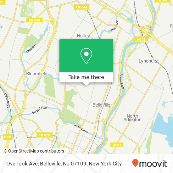 Overlook Ave, Belleville, NJ 07109 map