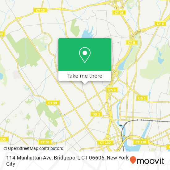 Mapa de 114 Manhattan Ave, Bridgeport, CT 06606