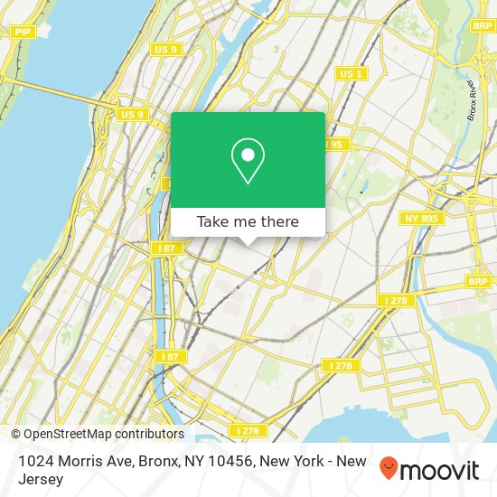 Mapa de 1024 Morris Ave, Bronx, NY 10456