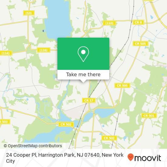 Mapa de 24 Cooper Pl, Harrington Park, NJ 07640