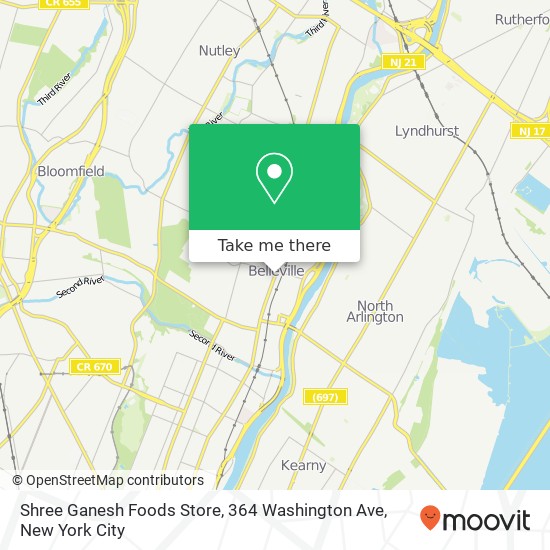Mapa de Shree Ganesh Foods Store, 364 Washington Ave