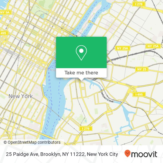 Mapa de 25 Paidge Ave, Brooklyn, NY 11222