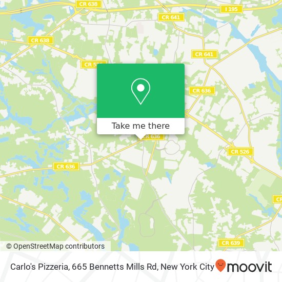 Mapa de Carlo's Pizzeria, 665 Bennetts Mills Rd