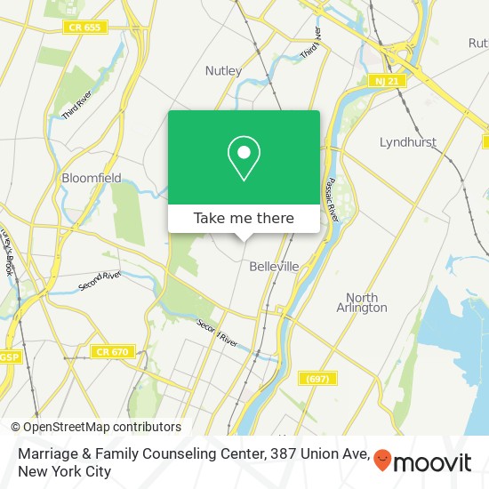 Mapa de Marriage & Family Counseling Center, 387 Union Ave