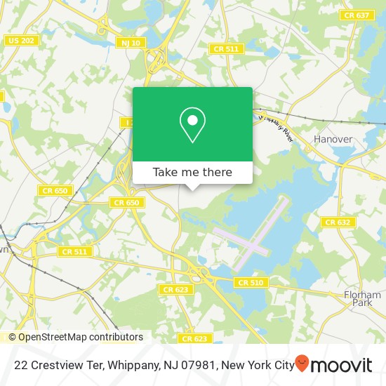 Mapa de 22 Crestview Ter, Whippany, NJ 07981